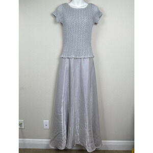 JS Collection Silver Formal Dress Size 10 Fit & Flare Vintage Ethereal Fairycore
